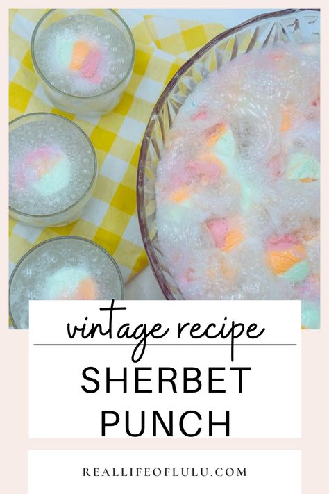 This vibrant Sherbet Punch combines the creamy sweetness of sherbet ice cream with the fizzy kick of lemon-lime soda for a refreshing treat. Simply scoop the sherbet into a punch bowl, top with soda, and serve with a ladle for a crowd-pleasing drink. It's a great birthday party drink, holiday party drink, or Halloween party drink. Party Punch With Ice Cream, Sherbet Ice Cream Punch, Boozy Sherbet Punch, Pineapple Sherbet Punch, Spongebob Punch, Punch With Sherbet Recipes, Sherbet Punch Recipes Non Alcoholic, Sherbet Punch With Alcohol, Punch Recipes Non Alcoholic With Sherbet