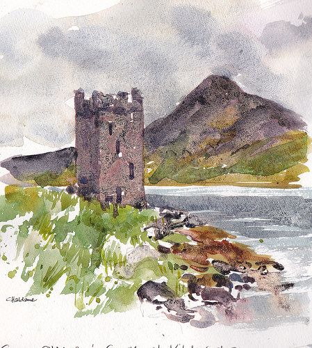 Grace O'Malley's castle, Achill island, Ireland | Grace the … | Flickr Grace O'malley, Landscape Design Drawings, Castle Painting, Watercolor Architecture, Ireland Landscape, Watercolor Landscape Paintings, Landscape Drawings, Urban Sketching, Watercolor Inspiration