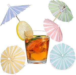 Cunhill 150 Pcs Drink Umbrellas Cocktail Picks Parasol Cocktail Umbrellas Sticks with Wood Toothpicks Vertical Stripes Paper Umbrella for Drinks for Summer Hawaiian Party Decoration Cupcake Toppers Drinks For Summer, Tropical Accessories, Beach Cupcakes, Drink Umbrellas, Drink Decorations, Paper Umbrella, Cocktail Umbrellas, Hawaiian Party Decorations, Cuban Art