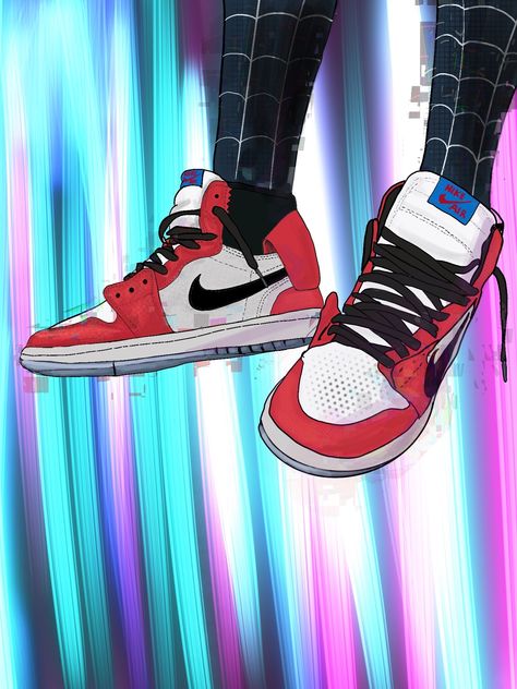 Miles Morales Shoes Drawing, Miles Morales Shoes Art, Miles Morales Jordans, Miles Morales Nike Shoes, Miles Morales Converse, Miles Morales Air Jordan, Miles Morales Shoes, Miles Morales Nike Wallpaper, Miles Morales Design