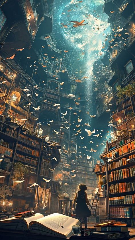 Endless Library Aesthetic, Disney Nature Wallpaper, Fantasy Art Library, Fantasy Book Aesthetic Wallpaper, Library Phone Wallpaper, Magic Library Art, Library Wallpaper Iphone, Fantasy Library Wallpaper, Library Background Aesthetic