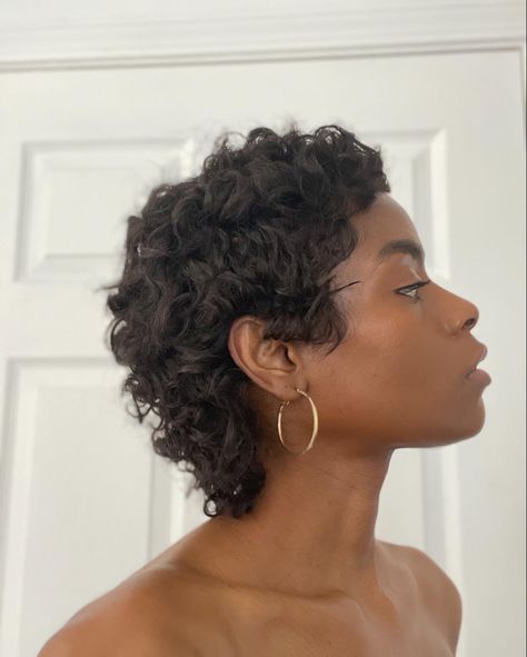 Short curly mullet cut Curly Mullet No Bangs, Growing Out Buzzcut Hairstyles Curly, 3b Curly Mullet, "mixie" Haircut Curly, Messy Short Curly Hair, Short Haircuts On Black Women, Mixie Pixie Mullet Curly, Curly Mullet Black Women, Coily Mullet