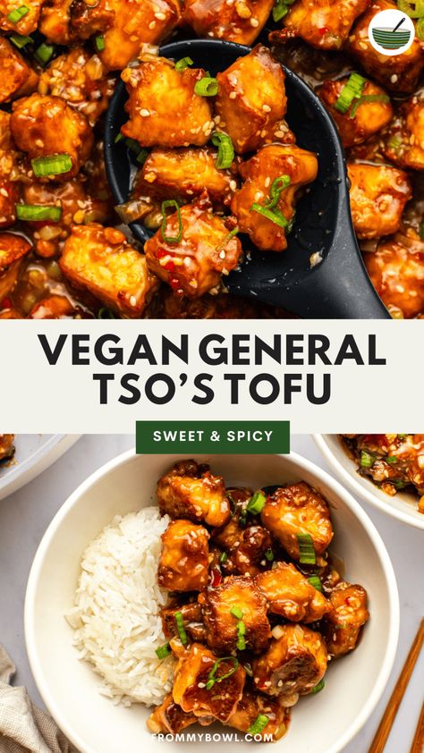 Indulge in the comfort of Chinese-American cuisine with this homemade General Tso's Tofu! It's made with wholesome ingredients, yet packed with sweet and spicy flavor. Ready in under 1 hour. Gluten-free, grain-free option. General Tso Tofu, General Tso, Tofu Dishes, Hot Pepper Sauce, Crispy Tofu, Homemade Chili, Hoisin Sauce, Tofu Recipes, Homemade Sauce