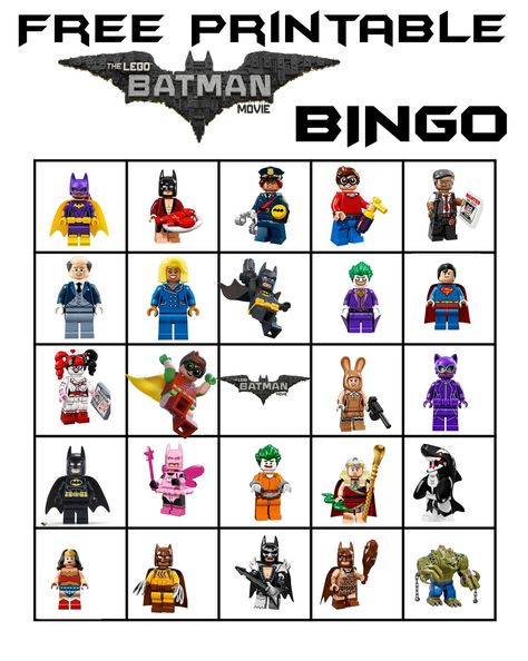 Free Lego Batman Printable Bingo Batman Games For Kids, Superhero Bingo Free Printable, Disney Bingo, Lego Batman Game, Batman Printables, Lego Batman Birthday, Lego Batman 2, Lego Camp, Lego Batman 3