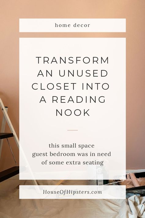 How to Transform A Closet Into A Reading Nook Turning A Closet Into A Reading Nook, Closet Reading Nook Ideas, Closet Reading Nook For Adults, Reading Nook In Closet, Bedroom Nook Ideas Master, Diy Closet Reading Nook, Closet Nook Ideas, Closet Bed Nook, Closet Turned Into Reading Nook