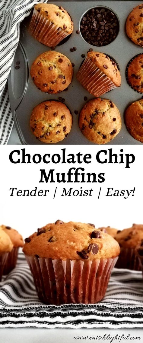 Easy Chocolate Chip Muffin Recipe, Bakery Style Chocolate Chip Muffins, Gathering Recipes, Chocolate Chip Muffins Easy, Chocolate Chip Muffins Recipe, Choc Chip Muffins, Bakery Muffins, 10 Cake, Chocolate Chip Muffin Recipe