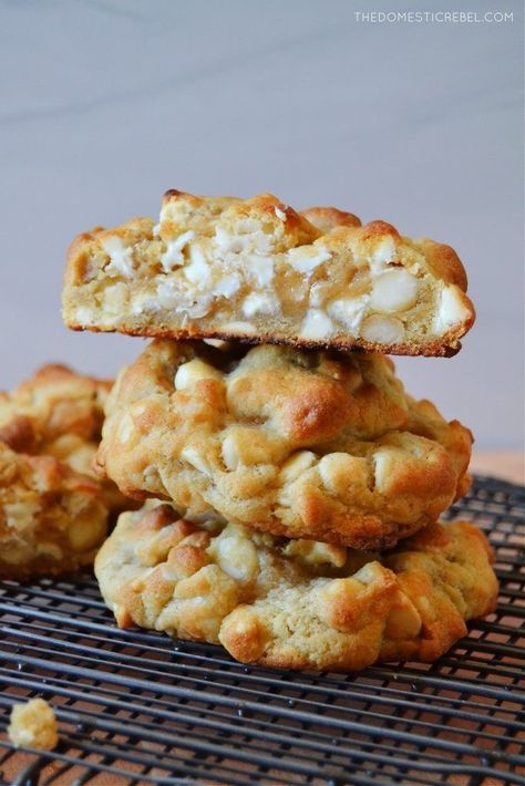 White Chocolate Cashew Cookies, White Chocolate Macadamia Nut Cookies Levain, Crumbl White Chocolate Macadamia Nut, Chunky White Chocolate Macadamia Nut Cookies, Chip City Cookies Copycat, Levain Bakery Lemon Cookies, White Choc Macadamia Cookies, Levain Bakery Recipe, Levain Copycat Cookies