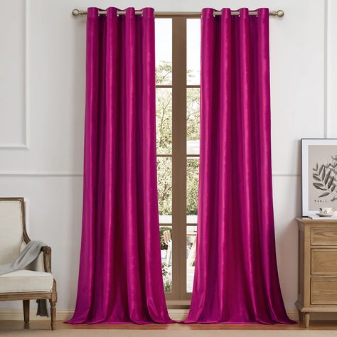 PRICES MAY VARY. PACKAGE INCLUDING:2 panels of W52" x L96" (132cm x 243cm) with 8 silver anti-rust grommets (1.6 inch inner diameter) LUXURY VELVET CURTAINS:Curtains are made of soft luxury thick velvet fabric, with smooth touch feeling and beautiful drape sense. curtains can bring more luxurious look to the home and suitable for decoration. BLACK OUT:These classic velvet blackout curtains block out 70-80% sunlight and UV rays ,fabric can block most of sunlight but allow the gentle light enters Pink Velvet Curtains, Block Out Curtains, Pink Curtains, Curtains For Bedroom, Living Room Red, Curtains Living, Red Curtains, Thermal Curtains, Floral Curtains