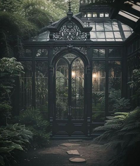 @benmyhre. #Witchy_Cottage_Bedroom #Dark_Gothic_House #Goth_Victorian_House #Cottage_Goth_Aesthetic Dark Gothic House, Goth Victorian House, Cottage Goth Aesthetic, Gothic Greenhouse, Victorian Gothic House, Gothic Victorian House, Cottage Goth, Witchy Cottage, Gothic Cottage