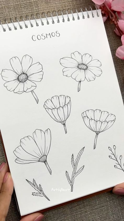 Flower Doodles | Mandala | Zen art✨ | Learn to doodle flowers in perspective ⬇️✍️🌺 . Check out our collection of easy and fun tutorial workbooks and practice sheets, available … | Instagram Doodle Flower Drawings, Easy Flower Pattern Drawing, Flowers And Leaves Drawing, Flower Drawings Easy, How To Draw Flowers Step By Step, Easy To Draw Flowers, Doodling Flowers, Learn To Doodle, Doodles Mandala