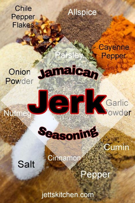 Jamaican Jerk Seasoning Jerk Dry Rub Recipe, How To Make Jerk Seasoning, Diy Jerk Seasoning, Jamaican Green Seasoning, Jerk Pork Recipes, Jerk Rub Recipe, Jerk Sauce Recipe, Jamaican Food Recipes, Jerk Chicken Tacos