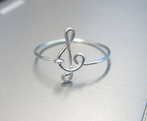 Sterling Silver Treble Clef Ring, Wire Treble Clef Ring, Silver Treble Clef Ring, Dainty Ring, Music Ring, Best Friend Ring, Music Note Ring Treble Clef Ring, Music Ring, Music Note Ring, Music Rings, Friend Rings, Diy Ring, Schmuck Diy, Ring Wire, Jewelry Tips