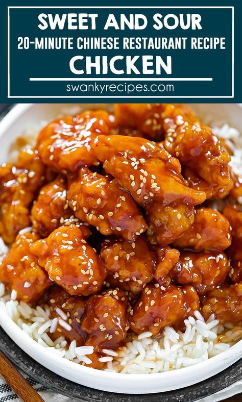 Easy Sweet and Sour Chicken - Tasty Chinese sweet and sour chicken recipe in a sticky sweet and tangy sauce. Crockpot Sweet N Sour Chicken, Peper Chicken Chinese, Sweet Ans Sour Sauce Recipes, Sweat And Sour Chicken Crockpot, Sweet And Sour Chicken And Fried Rice, Sweet In Sour Chicken, Sweet Sour Chicken Marinade, Recipe For Sweet And Sour Chicken, Low Cal Sweet And Sour Chicken