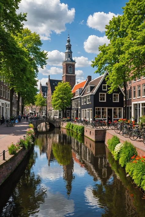 10 Must-Visit Places in the Netherlands for an Unforgettable Trip! Netherlands Beautiful Places, Beautiful European Cities, Canals Of Amsterdam, Netherlands Small Towns, Best Place In The World, Tulips In Netherlands, Delft Netherlands Aesthetic, Netherland Architecture, The Netherlands Travel