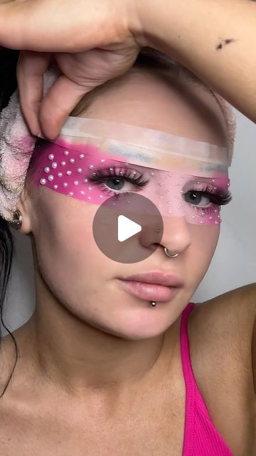 Tape Makeup Trend, Tape Makeup, Plouise Makeup, Pink Lilly, Plouise Makeup Academy, Pink Lillies, Makeup Academy, Creative Makeup Looks, Magenta Pink