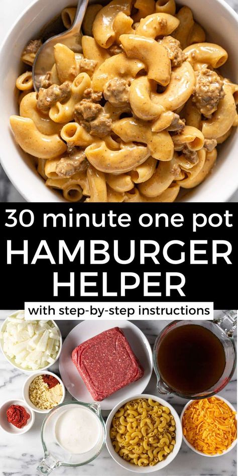 One Pot Homemade Hamburger Helper Wisconsin Beer Cheese Soup, Best Taco Meat Recipe, Best Homemade Spaghetti Sauce, Hamburger Helper Recipe, Macaroni Noodles, Hamburger Helper Recipes, Meatball Soup Recipes, Homemade Hamburger, Recipes Summer