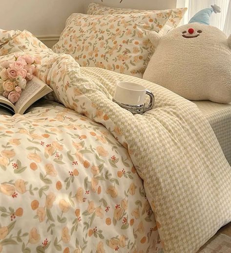 Garden Orange Floral Cotton Duvet Cover Set Vintage - Etsy UK Cherry Bed, Girl Bed, Vintage Duvet, Blue Bedding Sets, Floral Bedding Sets, Queen Size Duvet Covers, Flower Bedding, Girls Rooms, Office Office