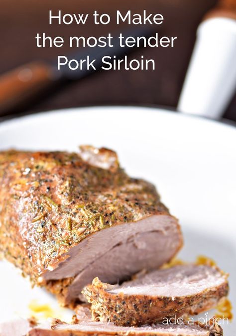 How to Cook the Most Tender Pork Sirloin Recipe - Add a Pinch Baked Pork Sirloin Chops, Lemon Thyme Recipes, Pork Sirloin Recipes, Pork Sirloin Tip Roast, Creamy Mushroom Gravy, Pork Sirloin Roast, Tip Roast, Cooking Eggplant, Pork Sirloin