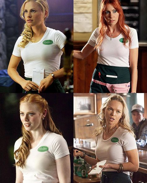 @trueblood_site on Instagram: “Favorites Merlotte's Waitress ❤️ - Sookie . Arlene . Jessica . Holly - #trueblood #truebies #sookiestackhouse #arlenefowler #Jessicahamby…” True Blood Costume, True Blood Jessica, Jessica Hamby, Waitress Outfit, Sookie Stackhouse, Blood Nails, True Blood Series, Costumes 2024, Horror Halloween Costumes