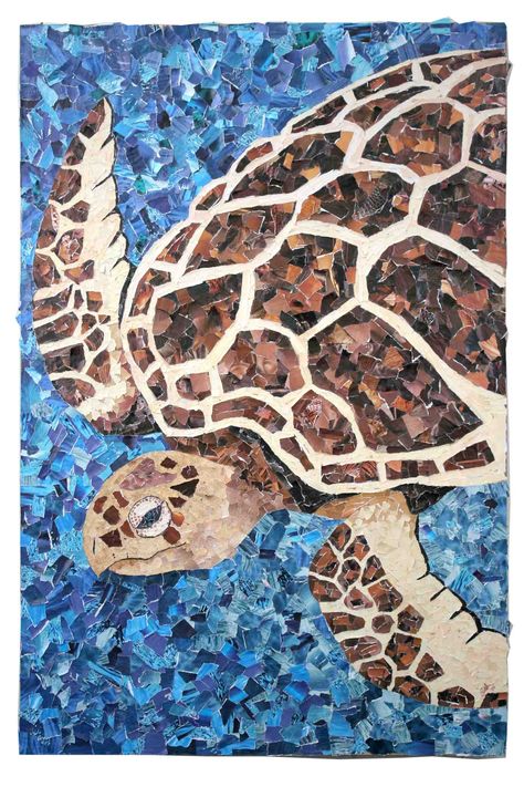 Newspaper Mosaic Art, Painting For School Magazine, Collage Art With Magazines, Turtle Collage Art, Magazine Mosaic Art, Collage Work Ideas, Found Art Projects, Collage Work For Kids, Mozaik Art Paper