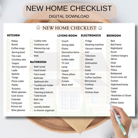 "First Apartment Checklist, Moving Checklist, Housewarming Gift, New Home Essentials, Airbnb Checklist, Room By Room List, Instant Download ◾️ Welcome to IgzDigitalMarket shop 😊🌸 🔑 Embarking on a new chapter and planning a move? Say goodbye to stress and hello to seamless transitions with our meticulously designed Moving Checklist. We understand that moving can be overwhelming, so we've crafted a comprehensive guide to ensure your relocation is smooth and stress-free.  With our Moving Checklist Design, your journey to a new home begins with organized and efficient steps. Download our checklist today and experience a stress-free move!📦 ◾️Handmade item 💌 SIZE INCHES 📏 8,3x11,7 (A4) inc 📩Please message if you need any help.📩 ⭐️Digital files only. No physcal product will be shipped.  ❓ Things For House List, Moving In Essentials List, New House Checklist Supplies, Things To Buy Before Moving Out, Bedroom Checklist Moving, First Home List, Housewarming Gift List New Homes, Housewarming Gift Registry List, New House Essentials List