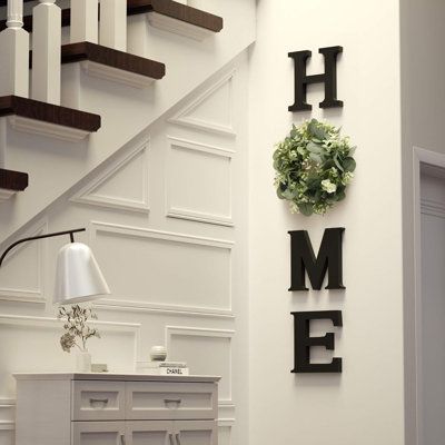 Staircase Wall Decor, Letter Wall Decor, Staircase Wall, Room Update, Home Sign, Wall Decor Set, Farmhouse Homes, Farmhouse Wall Decor, Wood Home