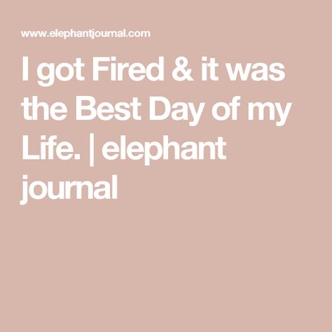 I got Fired & it was the Best Day of my Life. | elephant journal Best Day Of My Life, Elephant Journal, Let You Go, Getting Fired, The Best Day, Day Of My Life, We Need, Good Day, Of My Life