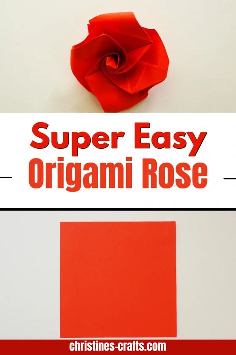 Red Origami Rose Paper Flower Tutorial Step By Step, Small Paper Flowers Diy Easy, Easy Origami Rose, Small Origami, Simple Paper Flower, Easy Origami Flower, Paper Projects Diy, Paper Roses Diy, Cute Origami