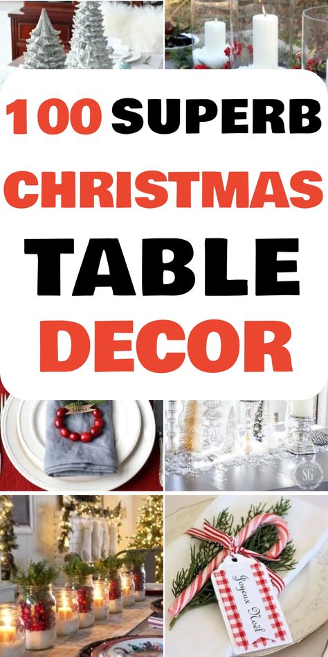 100 superb Christmas table decor ideas, featuring festive centerpieces, place settings, and DIY decorations. Diy Christmas Table Decorations, Christmas Candle Centerpieces, Christmas Table Decor Ideas, Christmas Table Decorations Diy, Diy Christmas Table, Christmas Table Decor, Diy Table Decor, Christmas Dinner Party, Vintage Holiday Decor