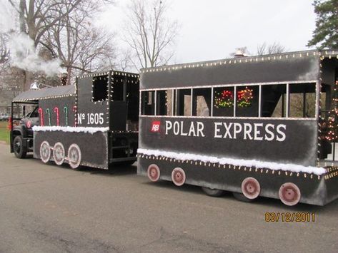 Holiday Parade Floats, Parade Float Diy, Golf Cart Parade, Polar Express Christmas Party, Polar Express Theme, Christmas Parade Floats, Homecoming Floats, Polar Express Party, Polar Express Train