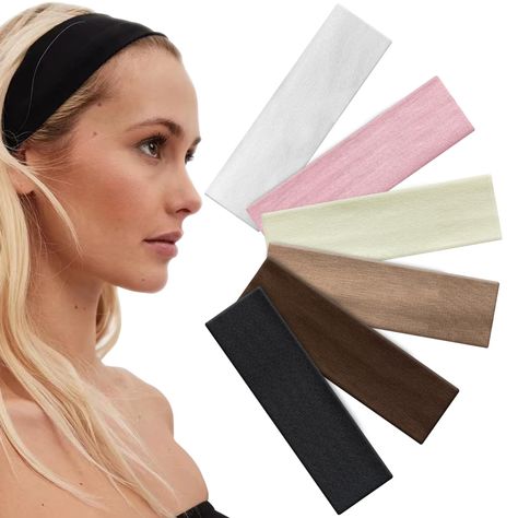 PRICES MAY VARY. CLEAN & SOFT COLORS - Every girl must have it! Comes in a pack of 6 headband with 6 colors to match your any outfit. They are black, white, beige, pink, khaki, brown and deep brown gym headbands for women and girls. COMFORTABLE & BREATHABLE: These elastic hair bands are made of a perfect blend of cotton and polyester fiber, which has the advantages of soft, breathable, lightweight, good elasticity and comfortable to wear, even if you wear them all day long for work, sports and s Headband With Glasses, Sweat Headbands, Thick Headbands, Gray Headband, Headband Outfit, Cotton Headband, Stretchy Headbands, Fabric Headbands, Black Headband