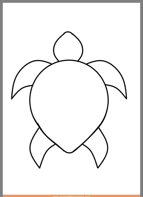 Sea Animals To Draw, Easy Sea Turtle Drawing, Ocean Outline, Sea Turtle Template, Sea Turtle Template Printable Free Pattern, Cute Outline Drawings, Marine Animals Drawing Easy, Turtle Template, Cute Turtle Art