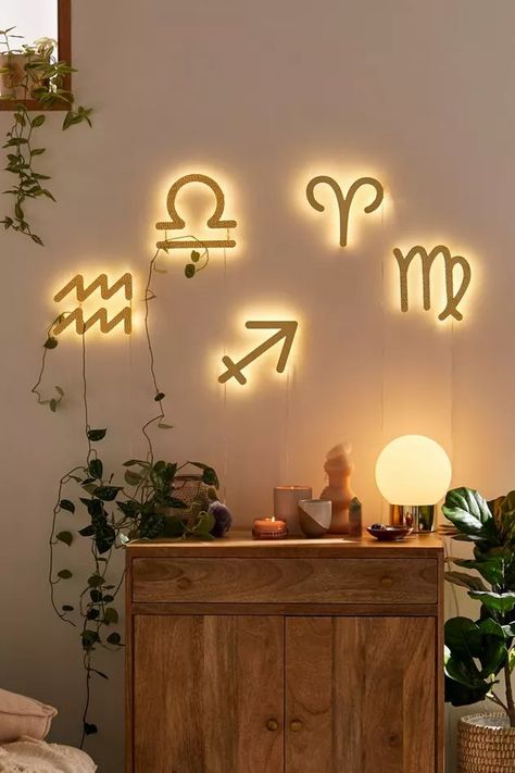 Home Decor Gift Ideas for Astrology or Zodiac Lovers | Hunker Neon Bedroom Lights, Aesthetic Room Ideas, Dekorasi Kamar Tidur, Led Decor, Indie Room, Cute Bedroom Decor, Aesthetic Rooms, Dreamy Room, Zodiac Symbols