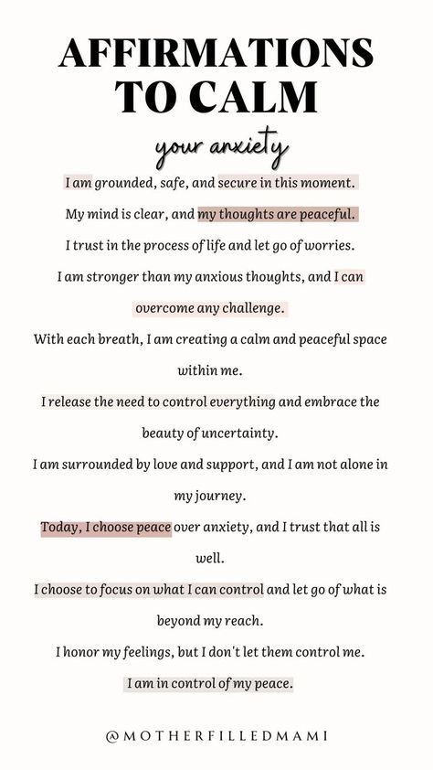 Daily Affirmations Spiritual, I Need Words Of Affirmation, Daily Affirmations For Inner Peace, Self Love Daily Affirmations, Life Affirmations Inspiration, Daily Affirmations For Difficult Times, Positive Bible Affirmations, Affirmation When Feeling Down, Affirmation For Calmness