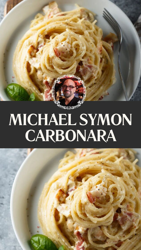 Michael Symon Carbonara Carbonara Pasta No Egg, Authentic Carbonara Recipe, Pastina Carbonara, Carbonara Pasta Authentic, Sausage Carbonara Pasta, Pasta Carbonara Recipe Authentic, Pasta Carbonara Easy, Michael Symon Recipes, Best Carbonara Recipe