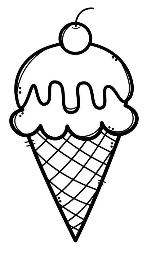 Ice Cream Cone Drawing, Summer Coloring Sheets, Ice Cream Coloring Pages, Creative Clips Clipart, Baby Applique, Summer Coloring Pages, Easy Coloring, Kids Math Worksheets, Easy Coloring Pages