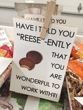 Reese’s candy saying Administration Gift Ideas, Boost Staff Morale Nurses, Fun Teacher Award Ideas, Valentines Day Ideas For Workplace, Boosting Workplace Morale, Morale Boosters At Work Nurses, Teacher Secret Pal Ideas, Holiday Staff Appreciation Ideas, Work Contest Ideas