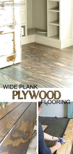 How to install plywood as flooring.  Just on trend with the wide planks and bold grain patterns.  For the DIYer! Plywood Floors, Inexpensive Flooring, Diy Wood Floors, Plywood Floor, Cheap Flooring, Plywood Flooring, Remodeling Mobile Homes, Flooring Projects, Diy Holz