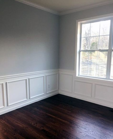 Hardwood Floors Dining Room Chair Rail Trim Ideas Dining Room Chair Rail, Chair Rail Ideas, Dining Room Wainscoting, Chair Rail Molding, Trim Ideas, Dining Room Paint, Dining Room Remodel, Dining Room Makeover, Chair Rail