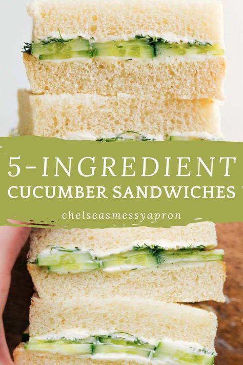 Cucumber Sandwiches with seasoned cream cheese and crisp cucumbers on soft, white bread are perfect for luncheons, tea times, brunches, parties, or showers. Only 5 ingredients! #lunch #best #quick #easy #simple #treat #teatimes #cucumber #sandwiches Cucumber Sandwiches Without Cream Cheese, Simple Sandwiches For Parties, Cucumber Sandwiches No Mayo, Cucumber Sandwiches For Tea Party, Cucumber Mint Sandwiches, Cold Cucumber Sandwiches, Easy Cucumber Sandwiches Simple, Sandwich With Cucumber, Dairy Free Cucumber Sandwiches