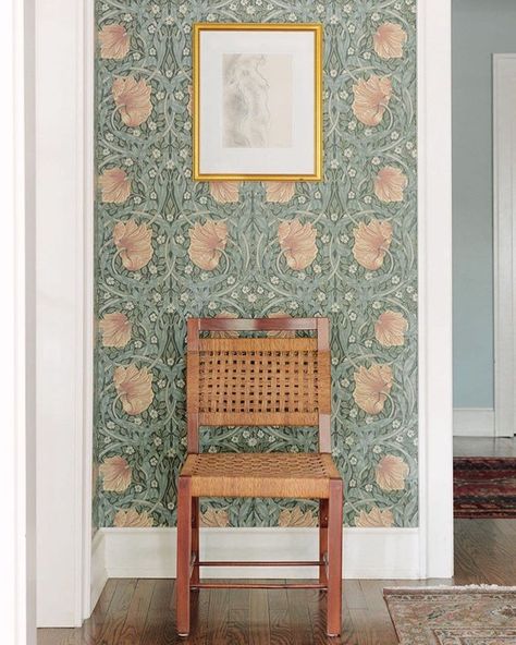 This gorgeous @wmorrisandco wallpaper will always make me smile. Pimpernel from our Dutch Colonial Rehab - Centered by Design photo by @aimeemazzenga #wearemorrisandco #centeredbydesignforstylelibrary Wallpaper Entry, Where To Buy Wallpaper, Chair Classic, Buy Wallpaper, Caravan Makeover, Entry Ideas, Kitchen Design Trends, Marble Wallpaper, Luxe Interiors