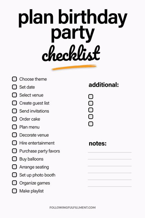 Change Address Checklist, Party Food Checklist, Prom Planning Checklist, Plan Birthday Party, Engagement Party Checklist, Event Space Business, Birthday Party Planning Checklist, Remodeling Checklist, Step Challenge