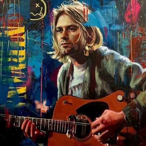 Kurt Cobain Painting, Nirvana Painting, Kurt Cobain Art, Nirvana Art, Gothic Wallpaper, Music Painting, Pop Culture Art, Musical Art, Rock N’roll