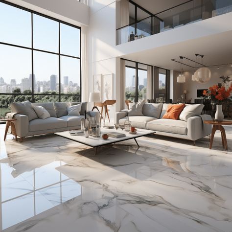 Pure White Walls With White Marble Floor Image Living Room With White Marble Floor, Black And White Marble Floor Living Room, Interior Design Marble Floor, White Marble Living Room Interior Design, Tile Living Room Floor Ideas, Patterned Marble Floor, White Italian Marble Flooring, Marble Tile Floor Living Room, House Interior Marble