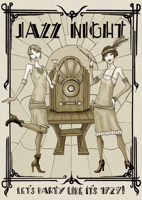 The Jazz Age Aesthetic, New Orleans 1920s Jazz Age, 1940s Jazz Aesthetic, 20s Jazz Club, Jazz Age Aesthetic, Jazz Animation, Art Deco Aesthetic Outfit, Old Jazz Aesthetic, Jazz Era Fashion