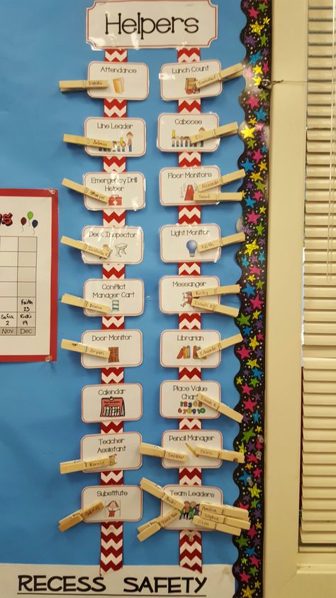 Helpers Board Classroom, Kindergarten Classroom Jobs Chart, Jobs Chart For Preschool, Diy Job Chart Classroom, Class Jobs For Prek, Class Helpers Preschool Job Chart, Classroom Jobs Display Preschool, Diy Classroom Job Chart, Preschool Helper Chart Classroom Jobs