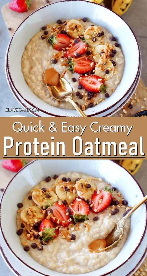 Instant Oatmeal Recipes, Creamy Porridge, Protein Toast, Crockpot Oatmeal, High Protein Yogurt, Oatmeal Chocolate Chip Bars, 20 Grams Of Protein, Oatmeal Porridge, Healthy Oatmeal Recipes