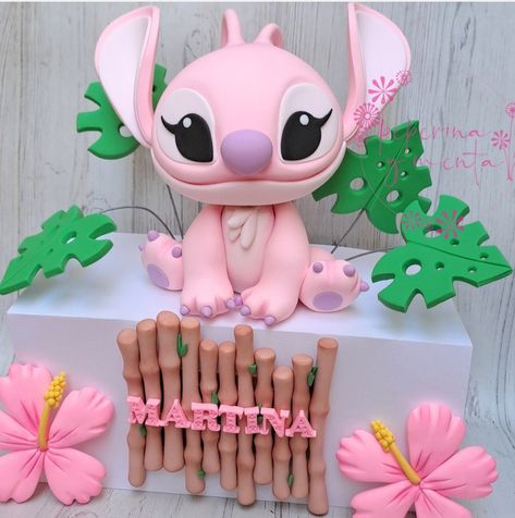 Angel Stitch Cake, Pink Stitch Cake, Fondant Stitch, Lilo Cake, Stitch Angel Cake, Stitch And Angel Cake, Turtle Birthday Cake, Lilo And Stitch Cake, Stitch Cake