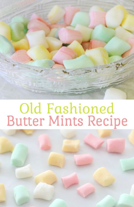 Mint Nonpareils Recipe, Old Fashioned Soft Carmels, How To Make Butter Mints, Diy Butter Mints, Wedding Mints Recipe, Easy Fun Desserts For Kids, Homemade Butter Mints, Old Fashion Candy Recipe, Butter Mints Recipe Homemade