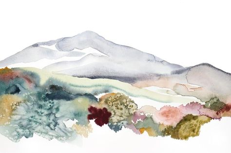 Autumnal No. 3 by Elizabeth Becker on Artfully Walls Calming Watercolor Painting, Oregon Coast Watercolor, Rustic Watercolor Painting, Earthy Watercolor Paintings, Large Scale Watercolor Painting, Painting Ideas Watercolor Inspiration, Easy Watercolor Abstract, Atmospheric Watercolor, Mountain Watercolor Painting